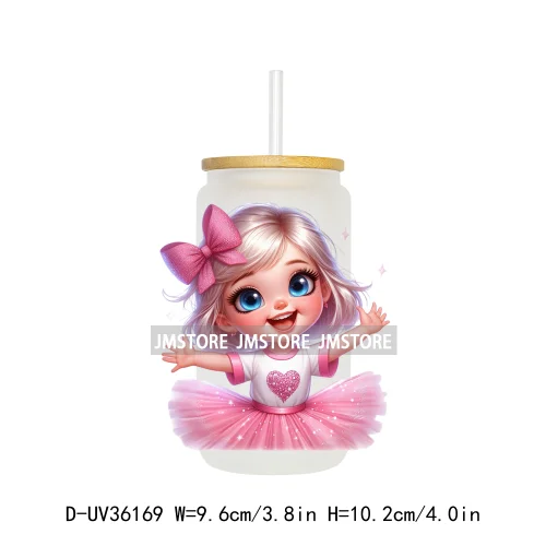 Lovely Pink Girl Hug Cat Bear UV Sticker Decals For Libbey Cold Cup Mug Tumbler Transfer Stickers Waterproof High Quality Labels