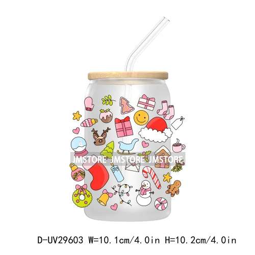 Howdy Christmas Boots UV DTF Transfer Stickers Decals For Libbey Cold Cups Mugs Tumbler Waterproof Labels Western Coquette Bow