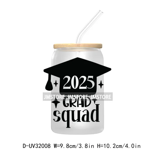 Coquette Bow Senior 2025 Western Grad Squad UV DTF Transfer Stickers Decals For Libbey Cold Cups Mugs Tumbler Waterproof Logo