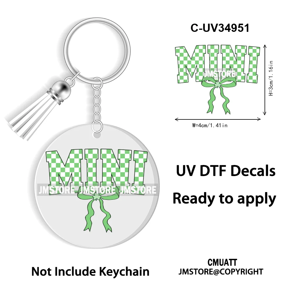 Faux Glitter Lucky Shamrock Coquette St. Patrick's Day WaterProof UV DTF Stickers For Round Circle Acrylic Keychain Key Ring