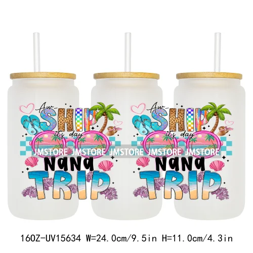 Coquette Bow Florida Softgirl Summer Trip  UV DTF Wraps Transfer Sticker Custom High Quality For 16OZ Libbey Glass Can Tumbler