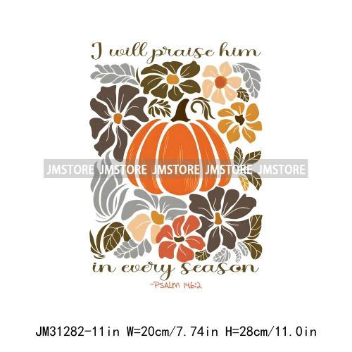 Give Thanks To The Lord Thanksgiving Bible Verse Jesus Fall Pumpkin Coquette Season Iron On DTF Transfers Stickers For Clothing