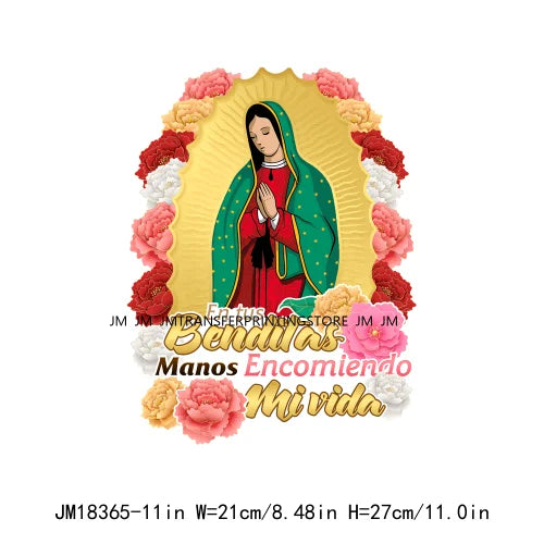 San Judas Tadeo Mexican Latin Culture Washable Decals Madre Mia Our Lady of Guadalupe DTF Transfers Stickers For Clothes Bags