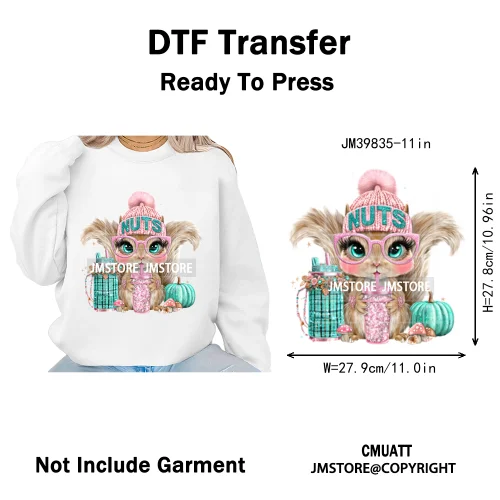Pink Sweater Hat Coffee Girls Ghost Animal Pumpkin Halloween Iron on DTF Washable Transfers Stickers Ready to Press for Textile