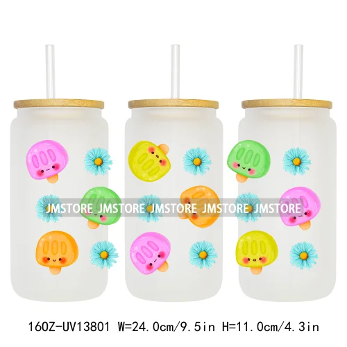 Dunkie Junkie Coffee Donuts UV DTF Wraps Transfer Sticker Selfadhesive Waterproof High Quality For 16OZ Libbey Glass Can Tumbler