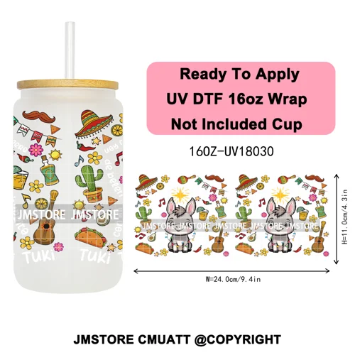 Tis The Season Mexican Christmas Coquette UV DTF Cup Wrap Ready To Apply Transfer Stickers Tumbler Wraps For Libbey Glass Can