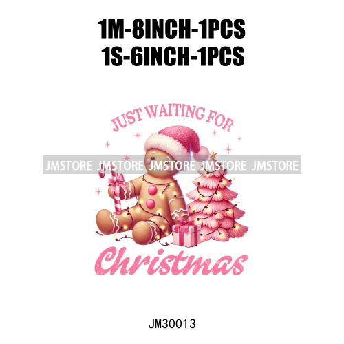 Coquette Pink Girly Christmas Vibes Book Just Waiting For Christmas Iron On DTF Transfer Stickers Ready To Press For Hoodies Bag