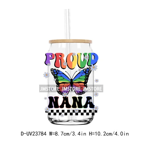 Retro Rainbow Butterfly Pride UV DTF Transfer Stickers Decals For Libbey Cold Cups Mug Tumbler Custom Waterproof Logo Proud Mama