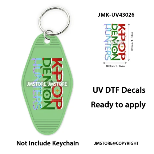 Christmas Kpop Team Demon Hunters Movie UV DTF Keychain Decals Ready To Apply Waterproof Durable Wraps For Hotel Motel Keychain