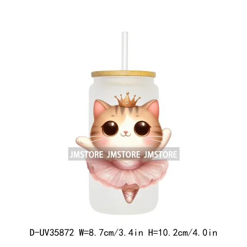 Dancing Cats Kittens Queen UV Sticker Decals For Libbey Cold Cups Mugs Tumbler Transfer Stickers Waterproof High Quality Labels