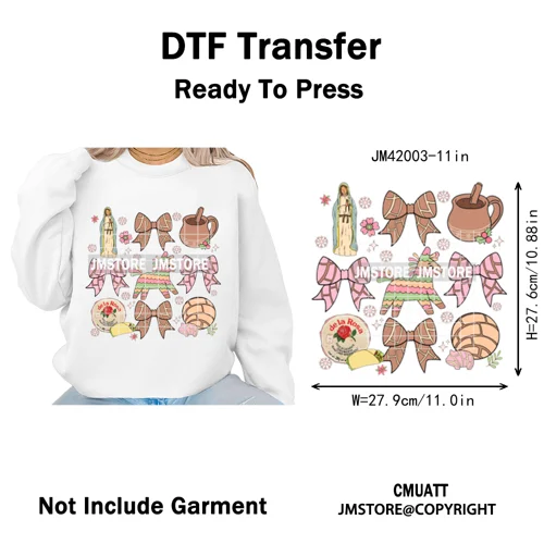 Feliz Navidad Mexican Christmas Concha Santa Latina Holiday Fiesta Iron on DTF Transfers Stickers Ready to Press for T-shirts