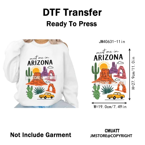 Retro American Citycape Scenery Badge States Lover Designs Iron on DTF Washable Transfers Stickers Ready to Press for Clothing