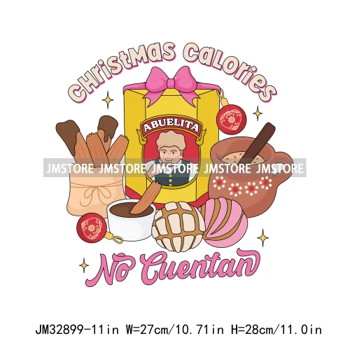 Mexican Christmas Vibes Tis The Season Feliz Navidad Calories No Cuentan Iron On DTF Transfer Sticker Ready To Press For Hoodies