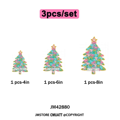 Funny Faux Yarn Crochet Christmas Tree Santa Winter Season Iron on DTF Washable Transfers Stickers Ready to Press for Textiles