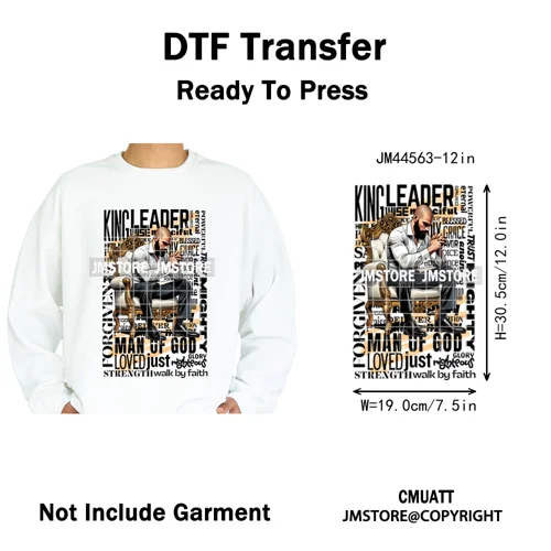 Bible Inspirational Quotes Black Prayer Men of God Religious Iron on Washable DTF Transfers Stickers Ready to Press for Textiles