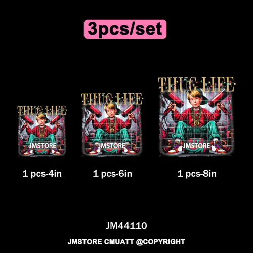 Thug Life Cartoon Movie Xmas Friends Christmas Thief Iron on Washable DTF Transfers Stickers Ready to Press for T-shirts Bags