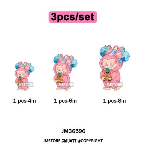 New Coquette Cartoon Monster Friends Costume Girly Kids Love Iron On DTF Transfer Stickers Designs Ready To Press for Clothing