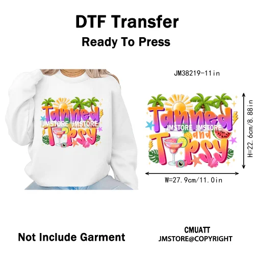 Spring Break Wildflower Seashell Turtle Coquette Sun Summer Vacation Iron on DTF Transfers Stickers Ready to Press for Clothes