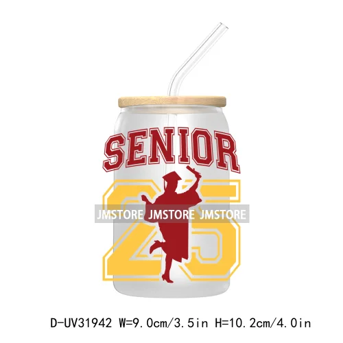 Senior 2025 College Grad UV Sticker Decals For Libbey Cold Cups Mugs Tumbler Transfer Stickers Waterproof Labels Graduation Cap