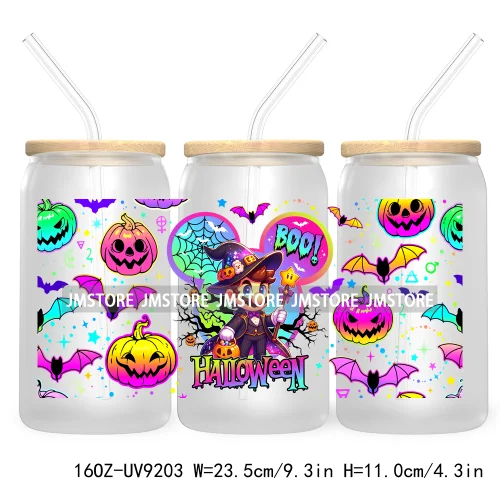 Boo Halloween Cartoon 16OZ UV DTF Cup Wrap Transfer Stickers Custom Labels Durable Waterproof For Libbey Glass Can Fall Pumpkin