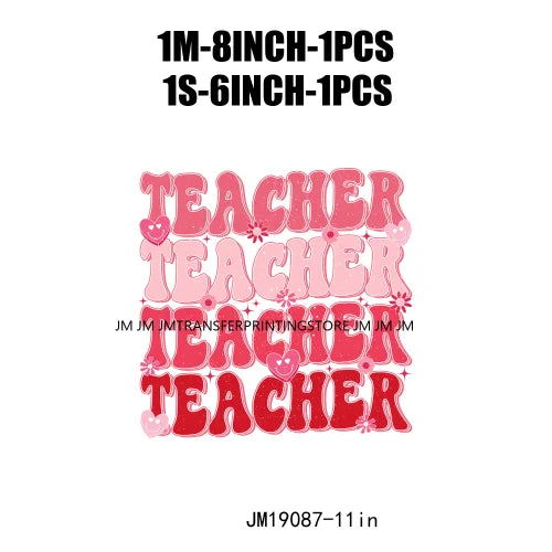 Retro Distressed Loved Teacher Mama Valentine Teaching Sweetheart DTF Heat Transfer Stickers Printing Ready To Press For Clothes