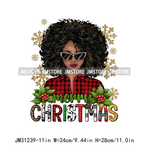 Just a Girl Who Loves Christmas Afro Woman Not Like Us Hip Pop Santa Iron On DTF Transfers Stickers Ready To Press For Hoodies