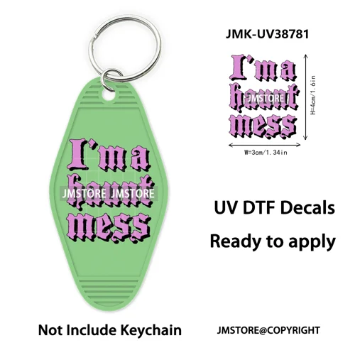 Fall Halloween Quotes Spooky Boo UV DTF Motel Keychain Decal Ready To Ship Durable Transfer Stickers Prints For Hotel Keychain