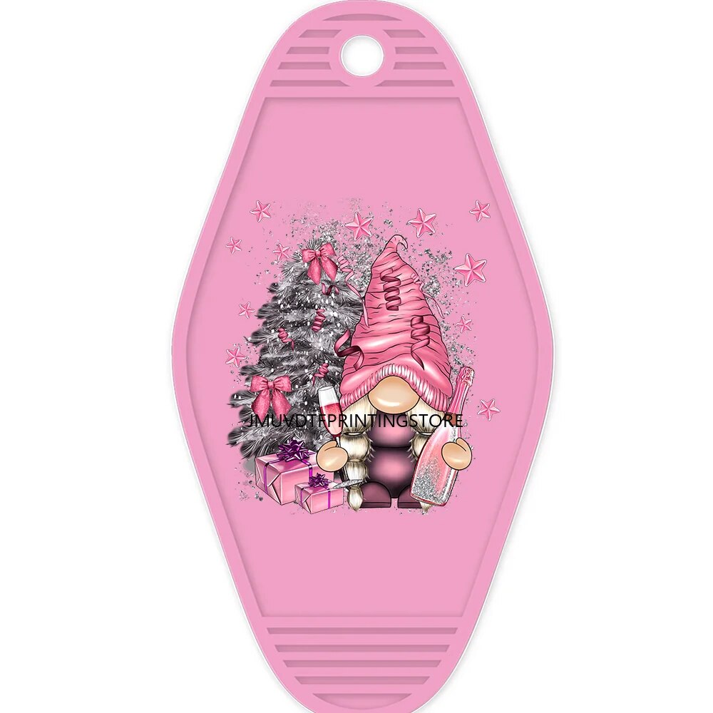 Merry Christmas Gnome High Quality WaterProof UV DTF Sticker For Motel Hotel Keychian Christmas Trees