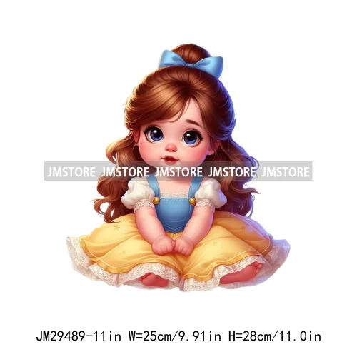 Cute Princess Cartoon Girls Baby Iron On DTF Transfers Stickers Printing Designs Ready To Press For Clothes Bags