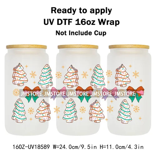 Ghost Santa Christmas Gingerbread Xmas UV DTF Stickers Ready To Apply Cup Wrap Custom Labels DIY Craft For Libbey Glass Can Mugs