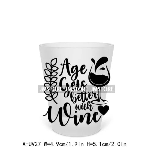 I Need A Huge Glass Of Wine Beer Mugs Alcohol Saying Short Glass Cups Decals UV DTF Transfers Stickers Waterproof DIY Craft