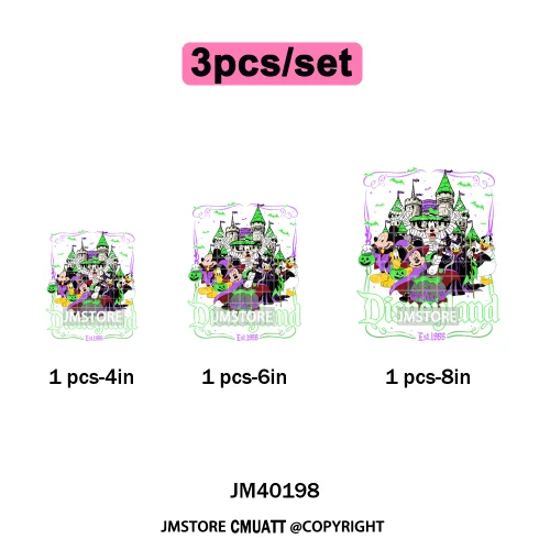 Happy Halloween Season Pumpkin Skull Cartoon Character Girly Evil Queen Iron on DTF Transfer Stickers Ready to Press for Textile