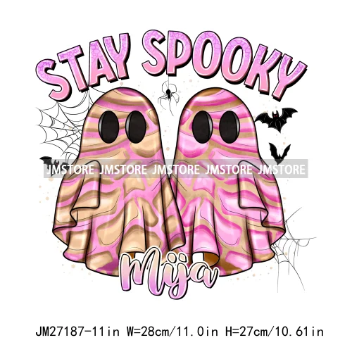 Spanish Espooky Vibes Latina Pantasmas Mexican Halloween Conchas Cucuys Aqui Espantan DTF Iron On Transfers Stickers For Hoodies