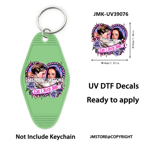 Halloween Horror Movies Witch Girl UV DTF Motel Keychain Decal Ready To Ship Durable Transfer Stickers Prints For Hotel Keychain