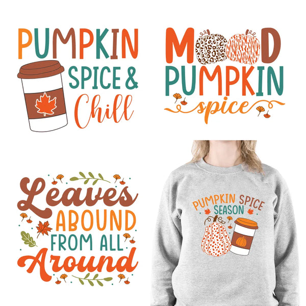 Custom Fall Season DTF Design Obsessed With Pumpkin Spice Chill Farm Fresh Pumpkin Transfer Stickers Ready To Press For Clothes