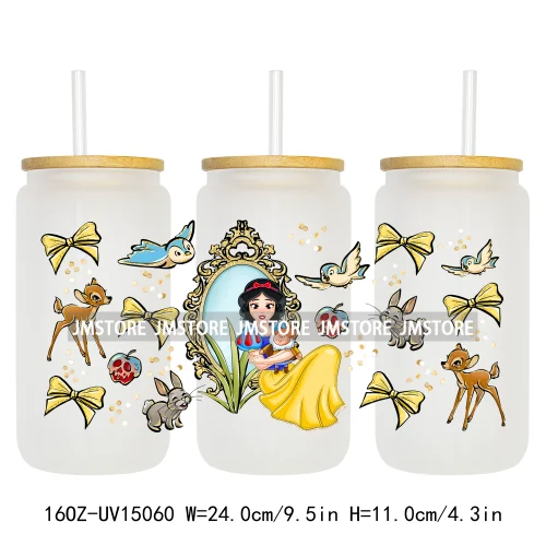 Princess Cartoon Magical Mirror Bow UV DTF Stickers Ready to Transfer Cup Wrap Custom Labels For Libbey Can Glass Tumblers Mugs
