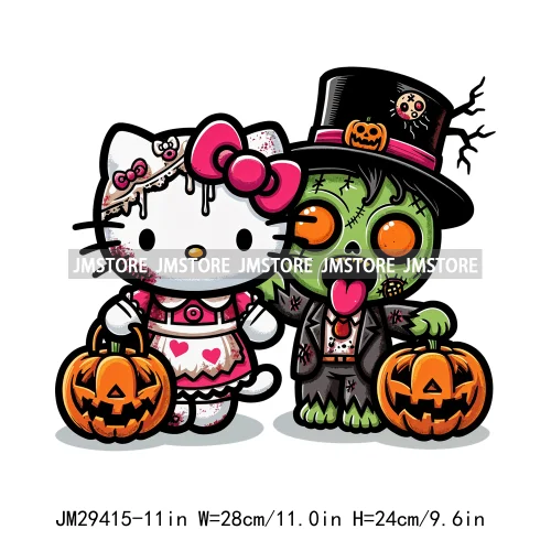 Cartoon Horror Character Halloween Vibes Pumpkin Killer Logos Iron On DTF Transfers Stickers Ready To Press For Hoodies