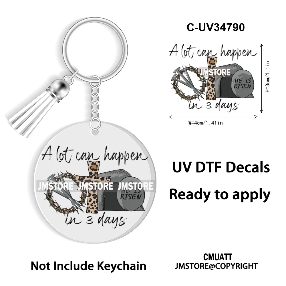 The Lord Is My Shepherd Christian Religious Easter Bible Verse Faith UV DTF Stickers For Round Circle Acrylic Keychain Keyring