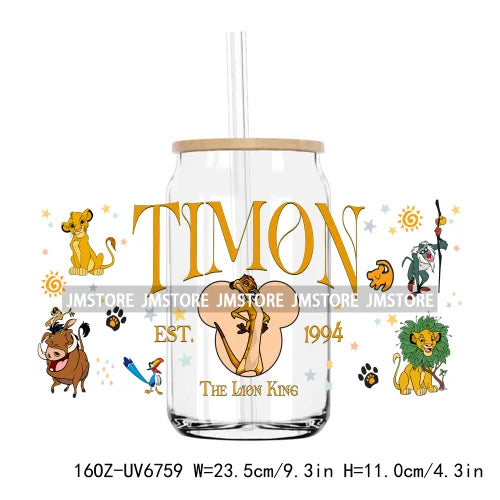 Cartoon Lion Tiger Princess 16OZ UV DTF Cup Wrap Transfers Stickers Custom Labels Durable Waterproof Logo For Libbey Glass Can