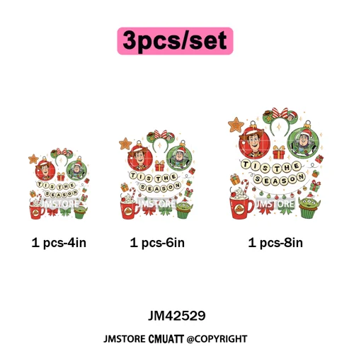 Magical Cartoon Girly Christmas Season Coquette Xmas Holiday Iron on DTF Washable Transfers Stickers Ready to Press for Textiles