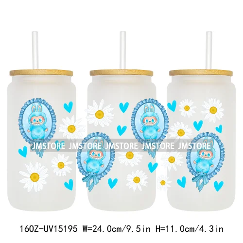 Cute Cartoon Coquette Magical Mirror Bow 16OZ UV DTF Cup Wraps Ready To Apply Waterproof Transfer Stickers For Libbey Glass Can