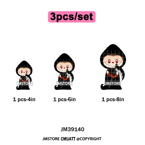 Trendy Cute Cartoon Doll Coquette Mirror Horror Halloween Iron on DTF Washable Transfers Stickers Ready to Press for Clothing