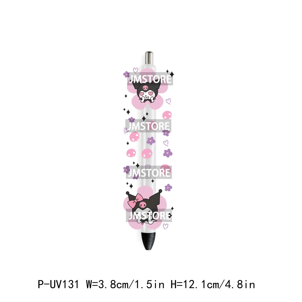 Cute Cartoon Girl With Flower UV DTF Pen Wraps Stickers Custom Labels Durable Waterproof Logo For DIY Customized Craft Cats