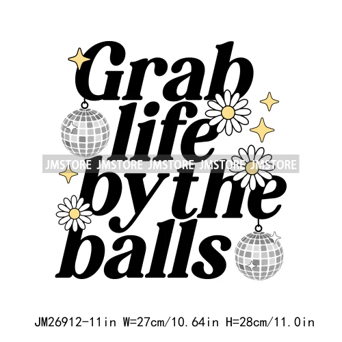 Readers Book Club Overthinker Mental Health Grab Life By Balls Positive Quotes DTF Iron On Transfers Stickers Decals For Clothes