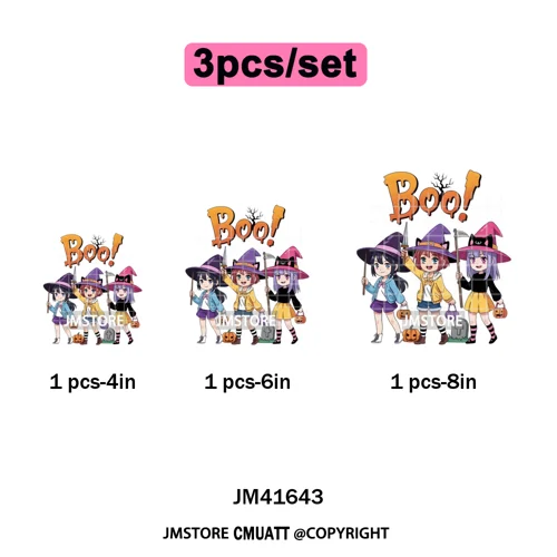 Stay Spooky Ghost Halloween Cartoon Hunters Kpop Band Group Iron on DTF Washable Transfers Stickers Ready to Press for Clothing