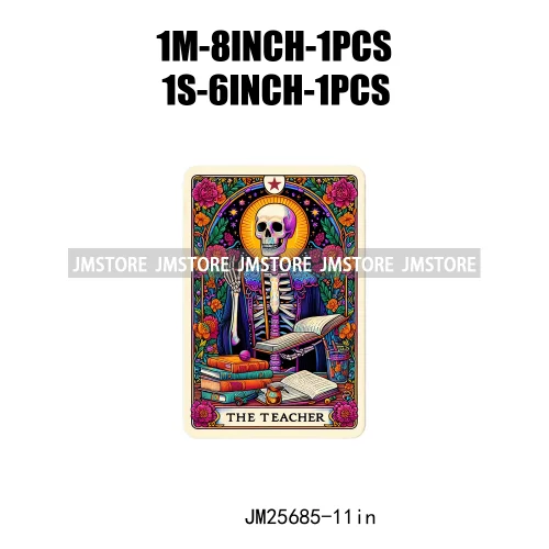 Custom Flower La Chismosa Dog Cat Lover Badass Skull Tarot Card  DTF Iron On Heat Transfers Stickers Ready To Press For Hoodies