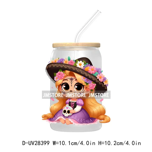 Mexican Little Princess UV DTF Transfer Stickers Decals For Libbey Cold Cups Mugs Tumbler Waterproof Craft Day of the Dead Girls