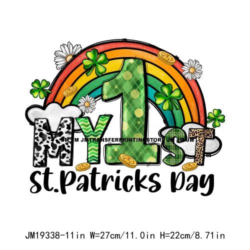 Washable Animal CNA PAT Nurse Dentist Teacher Shamrocks Lucky Vibes St Patrick's Day DTF Transfers Stickers Press For Sweatshirt