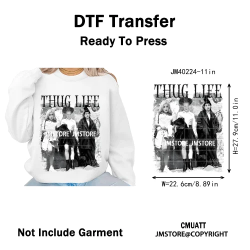 Horror Halloween Movie Witches Social Club Thug Life Coquette Iron on DTF Washable Transfers Stickers Ready to Press for Textile