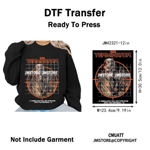 12in Retro Halftone Movie Halloween Spooky Popular Shows Iron on DTF Washable Transfers Stickers Ready to Press for Hoodies